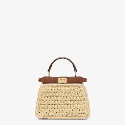Fendi Peekaboo ISeeU Petite Brown leather and interlaced fiber bag