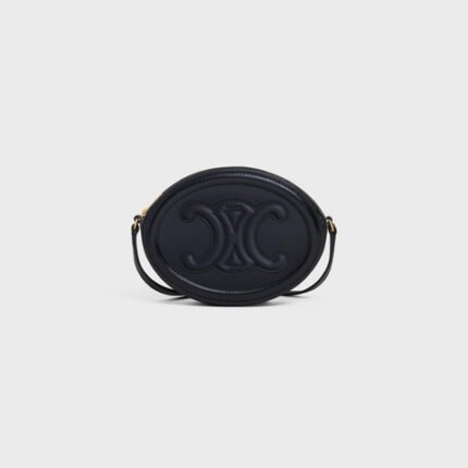 CROSSBODY OVAL PURSE CUIR TRIOMPHE IN SMOOTH CALFSKIN BLACK