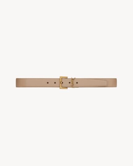 cassandre belt with square buckle in shiny box saint laurent leather