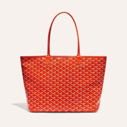 Goyard Artois Tote MM Orange Goyardine Canvas & Chevroches Calfskin Palladium Hardware