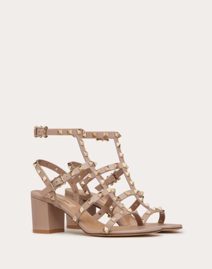 ROCKSTUD CALFSKIN ANKLE STRAP SANDAL 60 MM