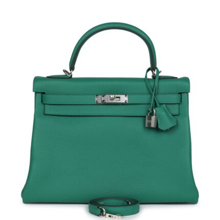 Hermes Kelly Retourne 32 Vert Vertigo Clemence Palladium Hardware