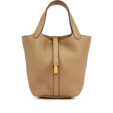 Hermes Beige Marfa Clemence Picotin Lock 18 Gold Hardware
