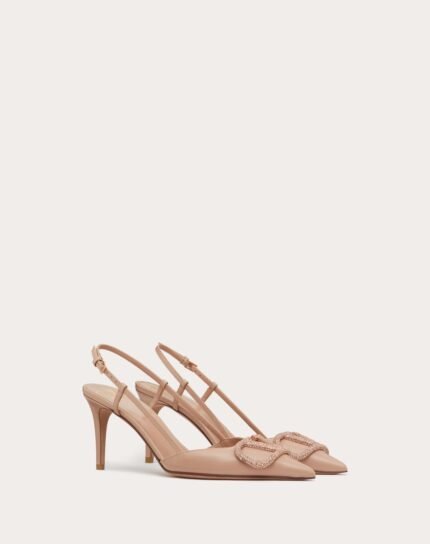 VLOGO SIGNATURE SLINGBACK PUMP IN CALFSKIN LEATHER 80MM