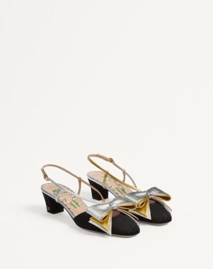 BOWOW SLINGBACK PUMPS IN MOIR?? FABRIC 45MM