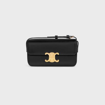 SHOULDER BAG CLAUDE IN SHINY CALFSKIN BLACK