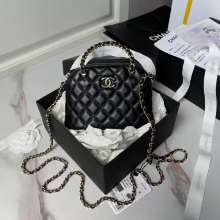 Chanel 24B AP3354 Calfskin Chain Clutch Black